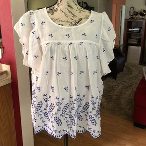 Gap blue and white eyelet shirt.